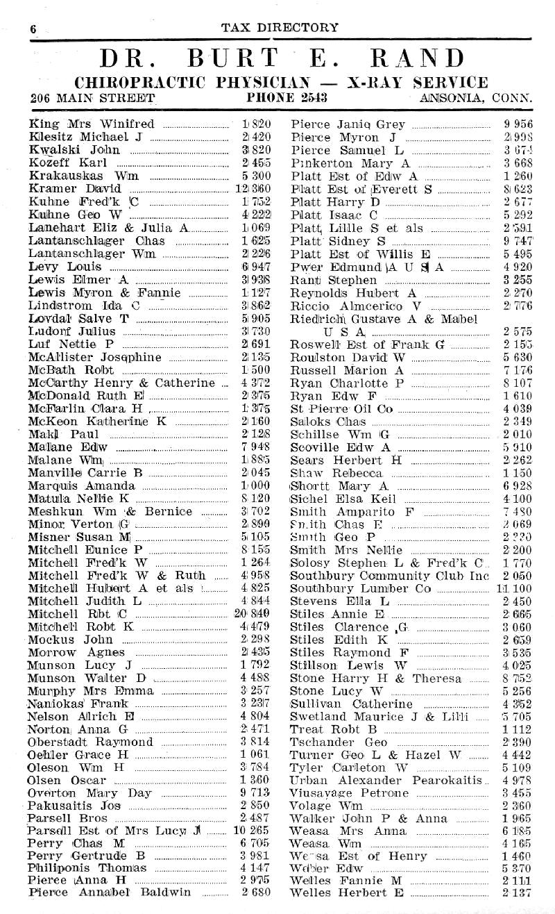 1940 Tax List - Oxford & Southbury - Page 8