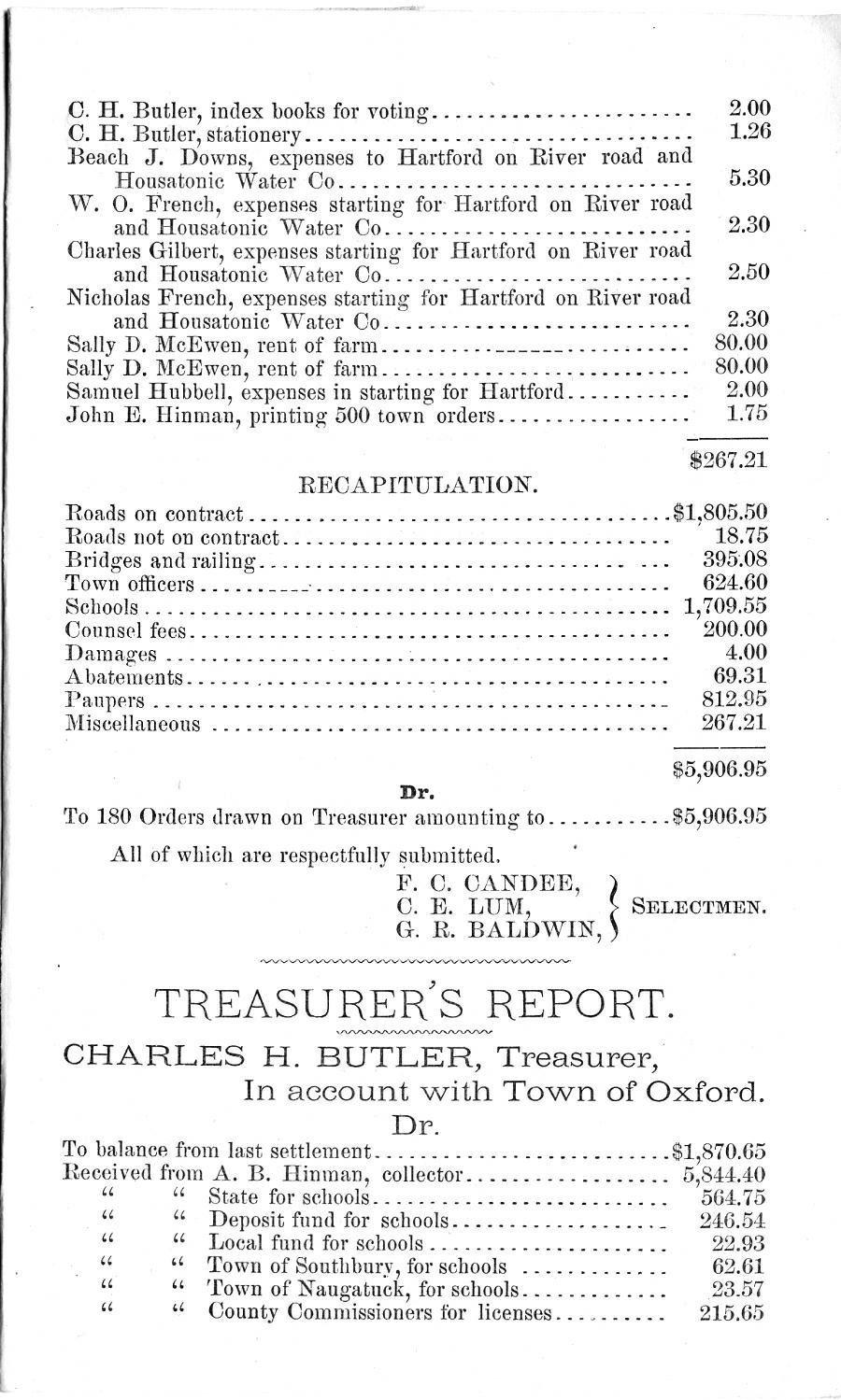 Oxford Town Report for year ending September 15th, 1884 - Page 5