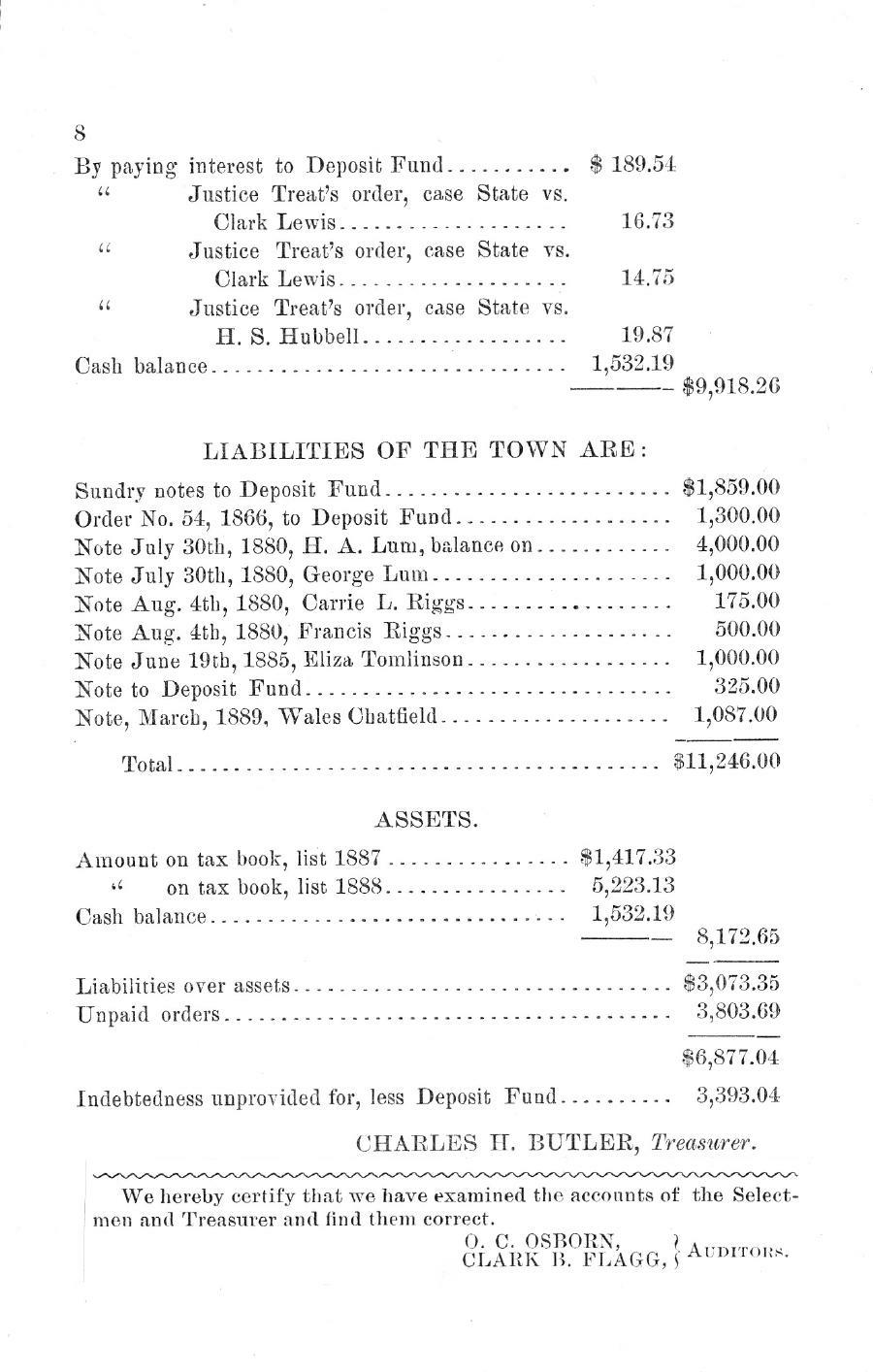 Oxford Town Report for year ending September 20. 1889 - Page 8