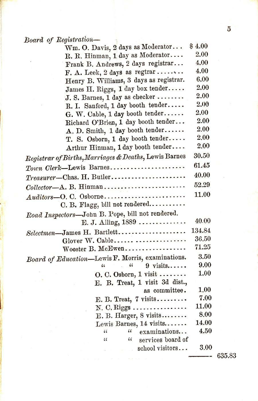 Oxford Town Report for year ending September 20, 1890 - Page 5