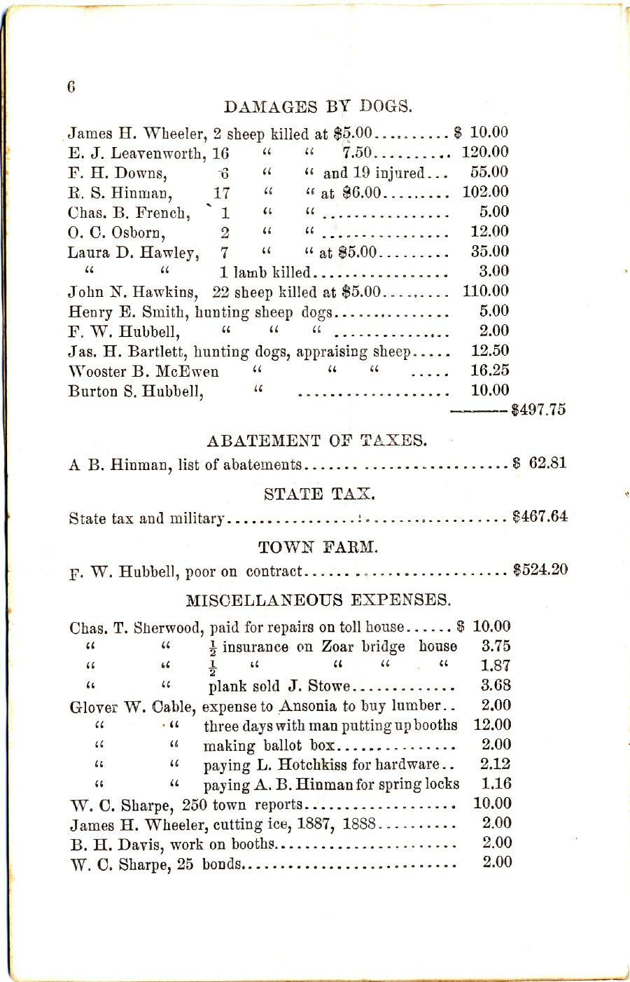 Oxford Town Report for year ending September 20, 1890 - Page 6