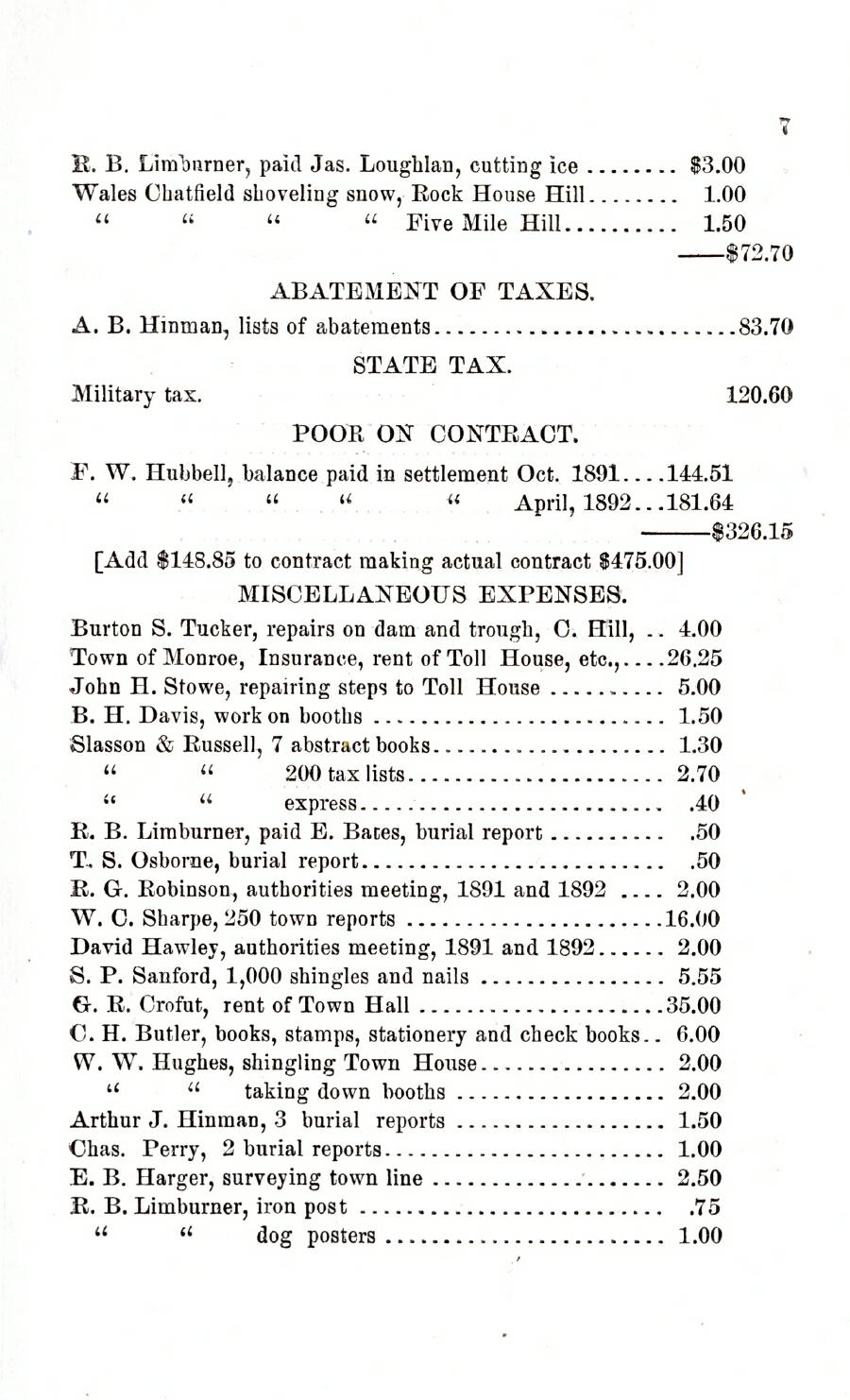 Oxford Town Report for year ending September 17, 1892 - Page 7