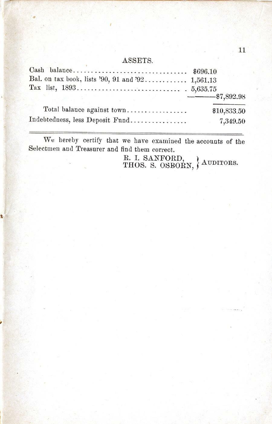 Oxford Town Report for year ending September 20, 1894 - Page 11