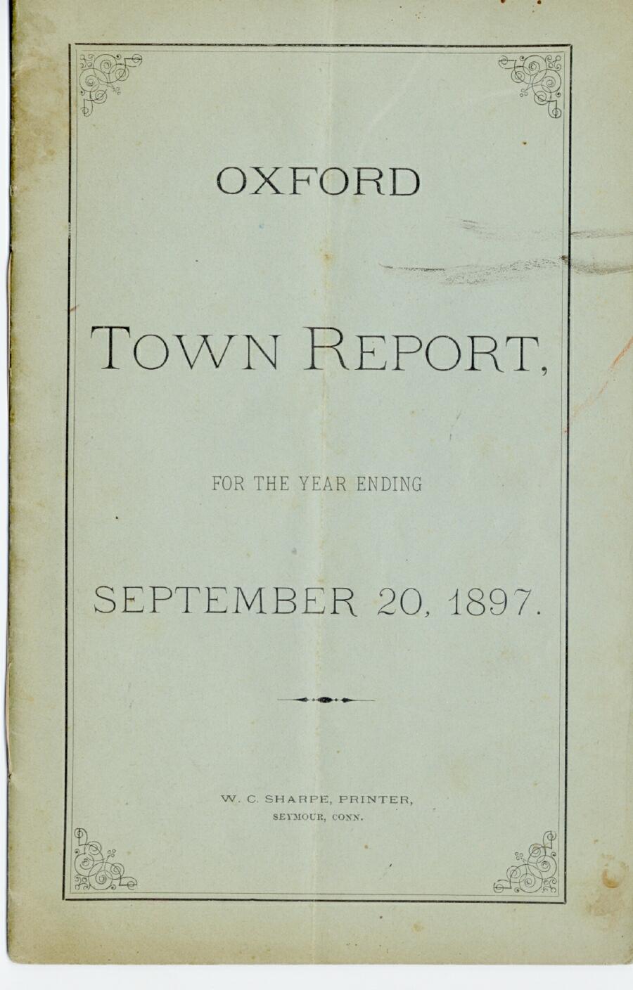 Oxford Town Report for year ending September 20, 1897 - Cover