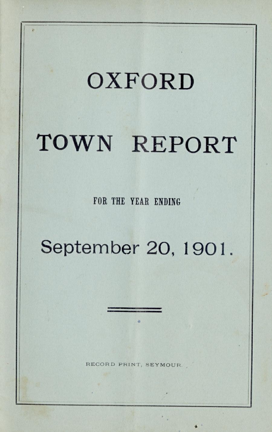 Oxford Town Report for year ending September 20, 1901 - Cover