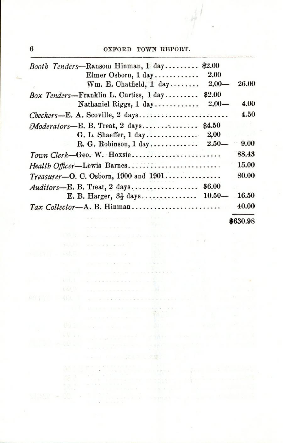 Oxford Town Report for year ending September 20, 1901 - Page 6