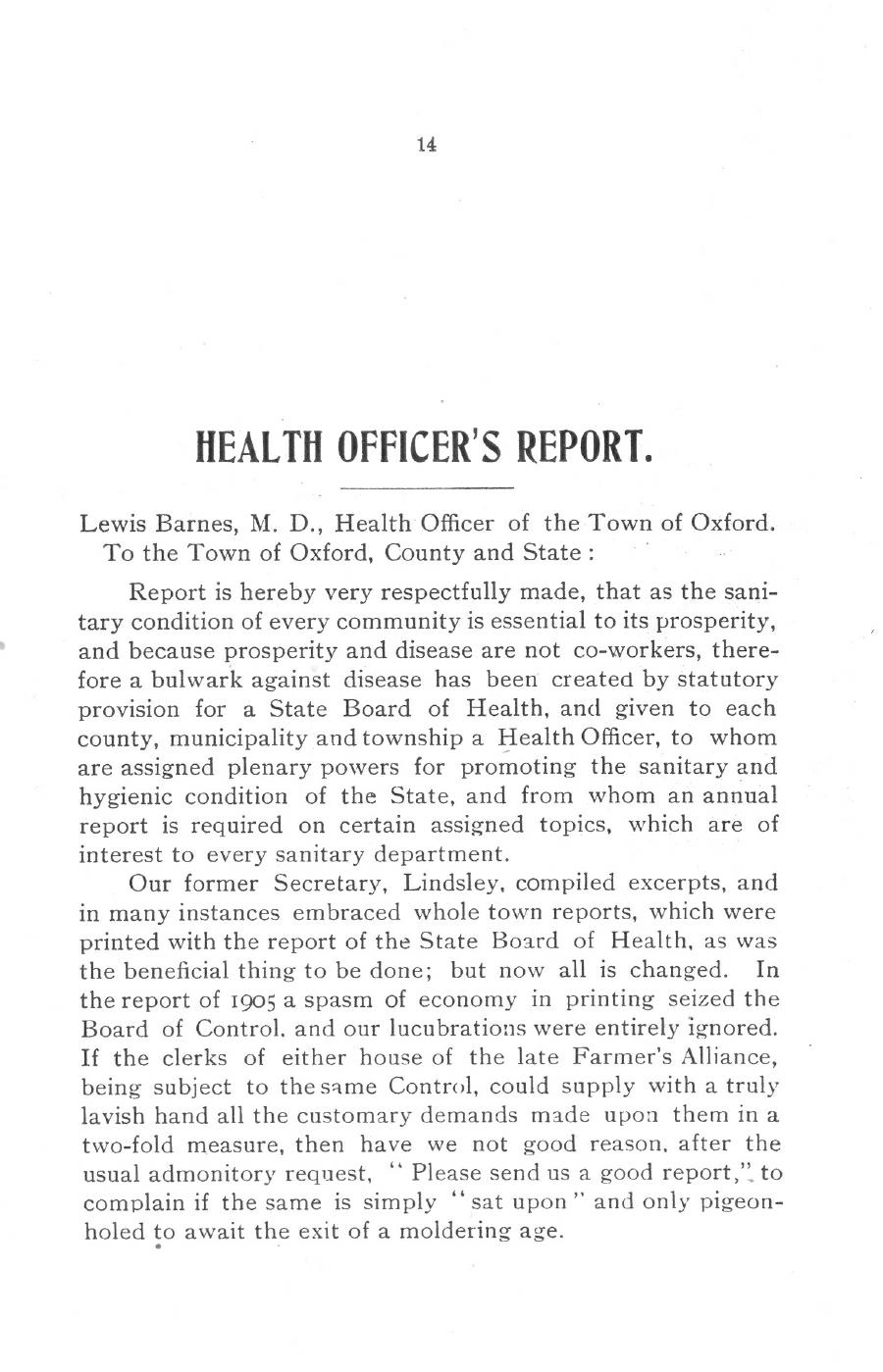 Oxford Town Report for year ending September 18, 1906 - Page 14