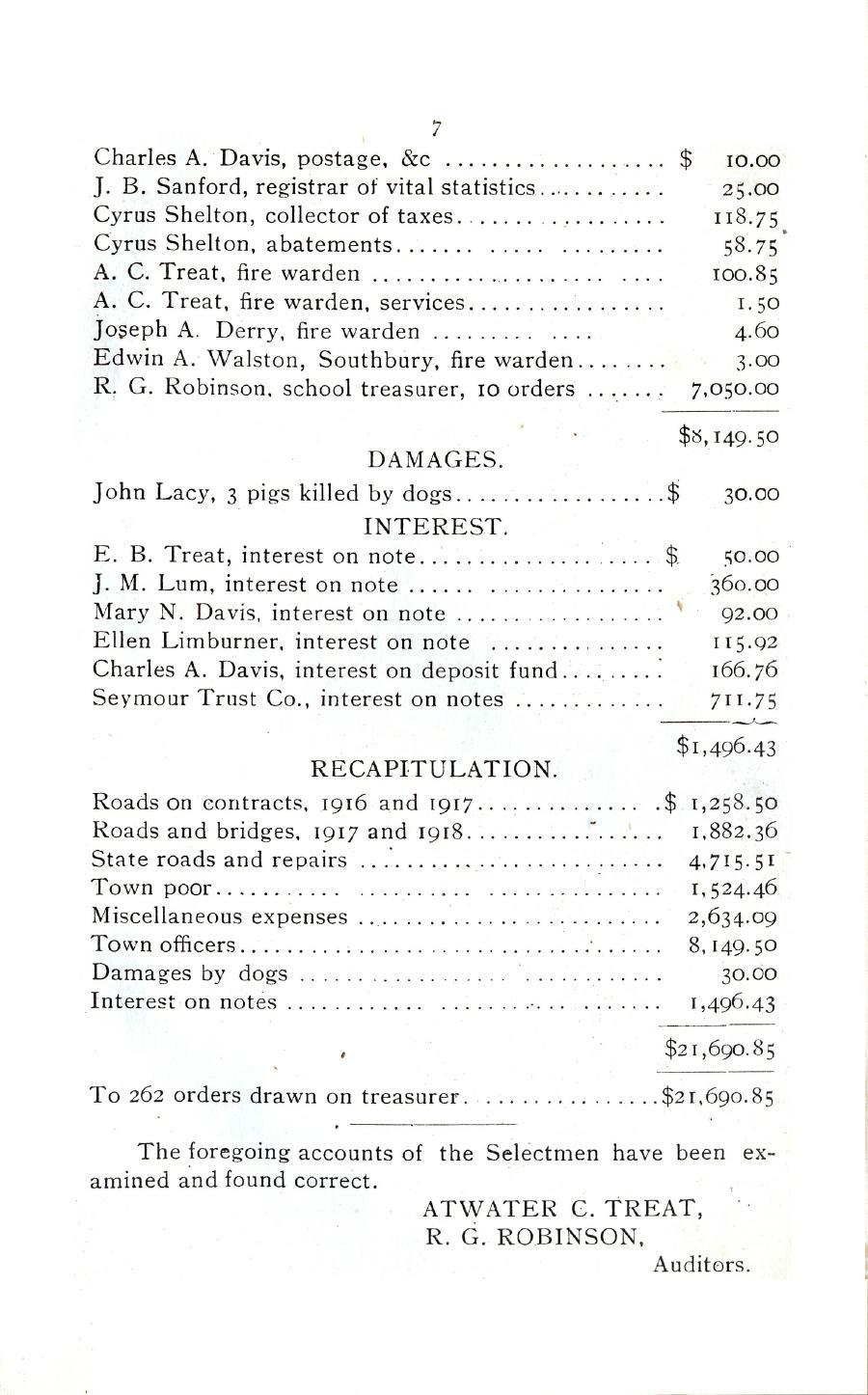 Oxford Town Report for year ending August 31, 1918 - Page 7