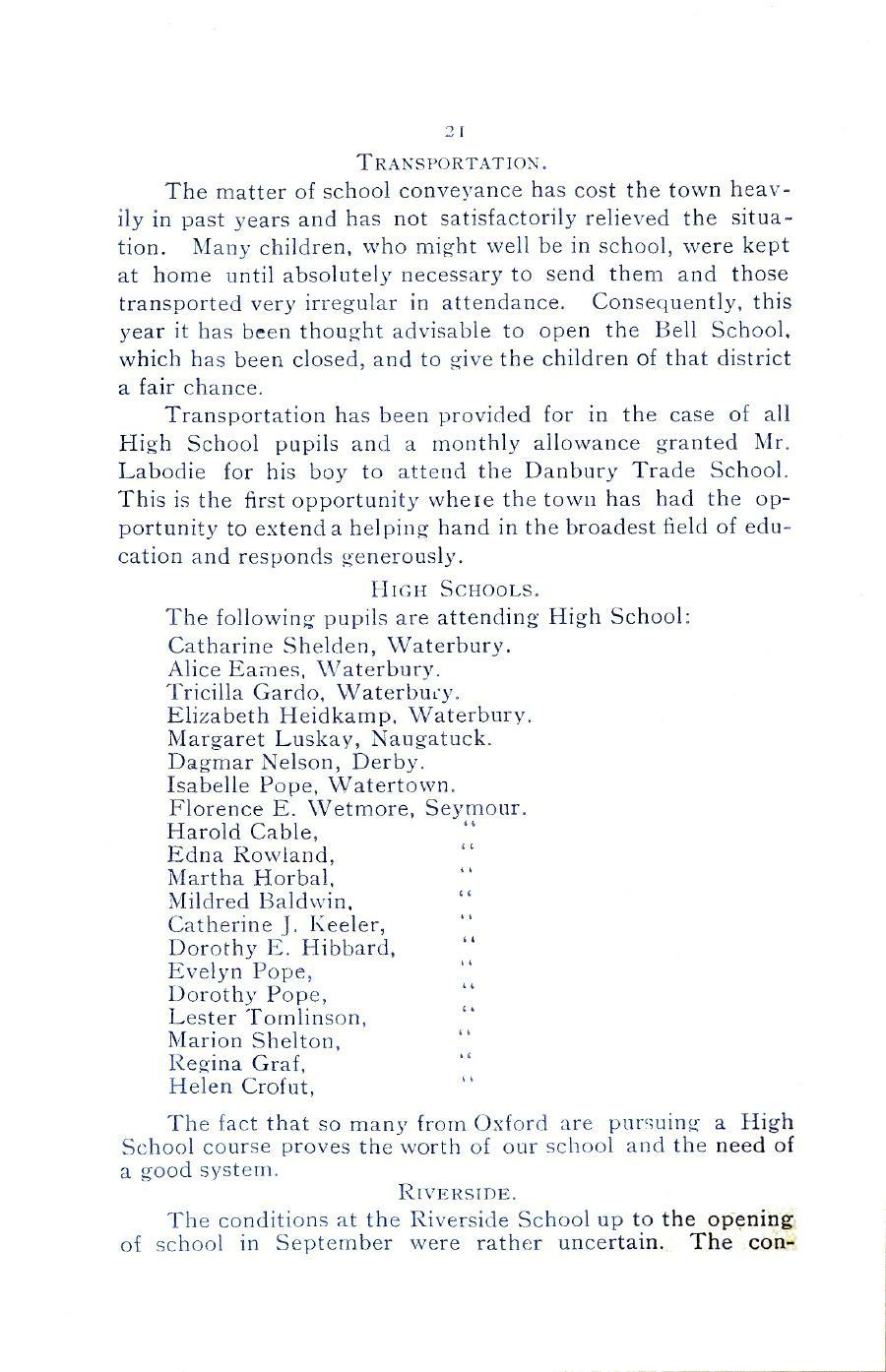 Oxford Town Report for year ending August 31, 1918 - Page 21