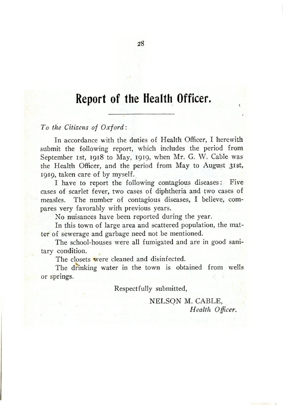 Oxford Town Report for year ending August 31, 1919 - Page 28