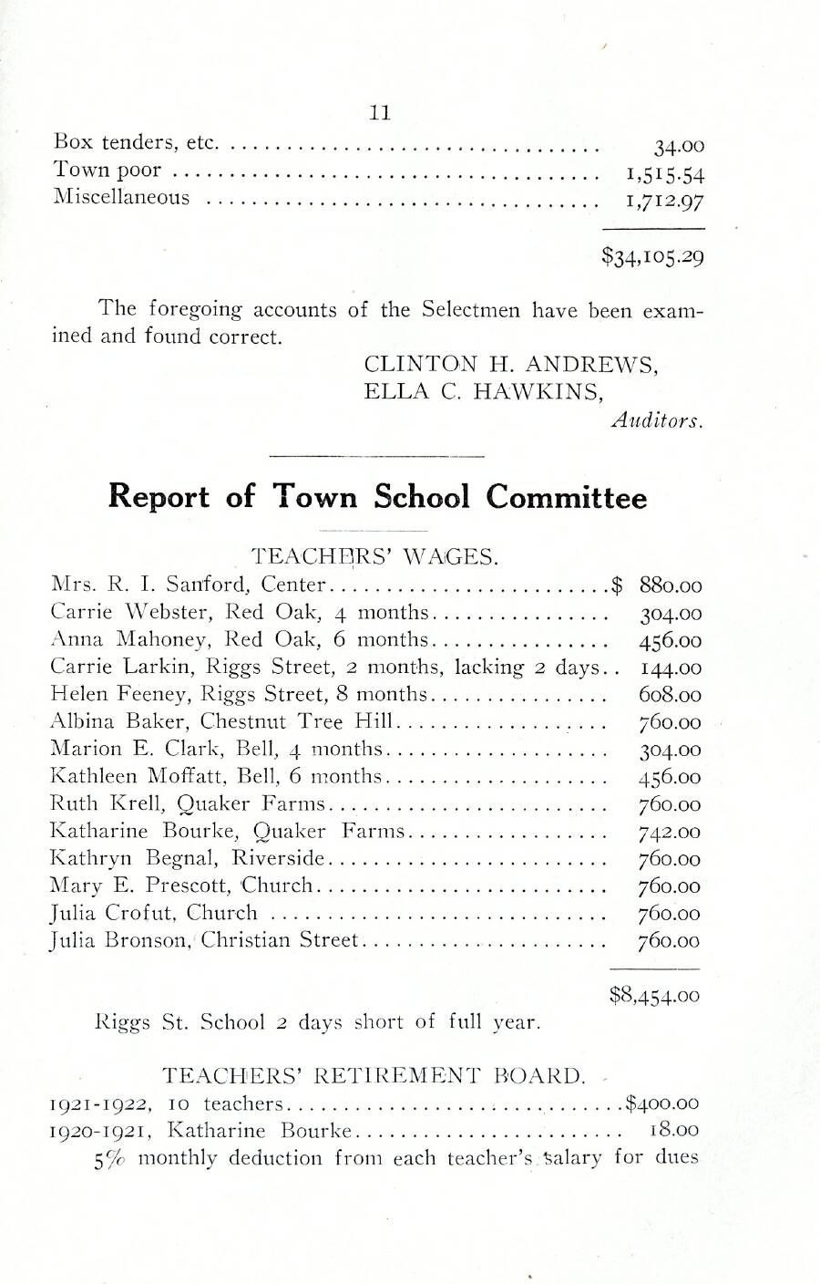Oxford Town Report for year ending August 31, 1922 - Page 11