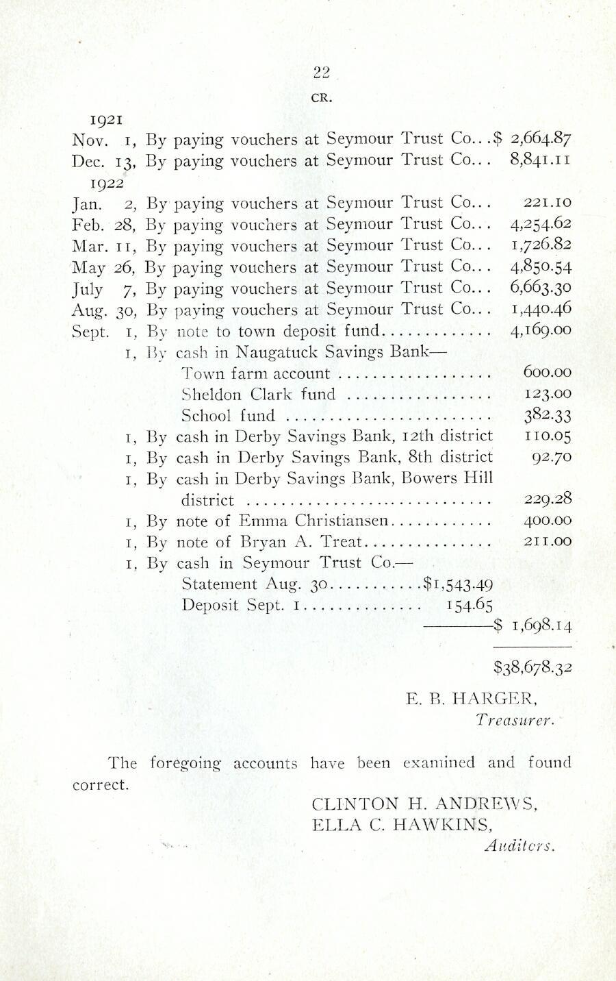 Oxford Town Report for year ending August 31, 1922 - Page 22