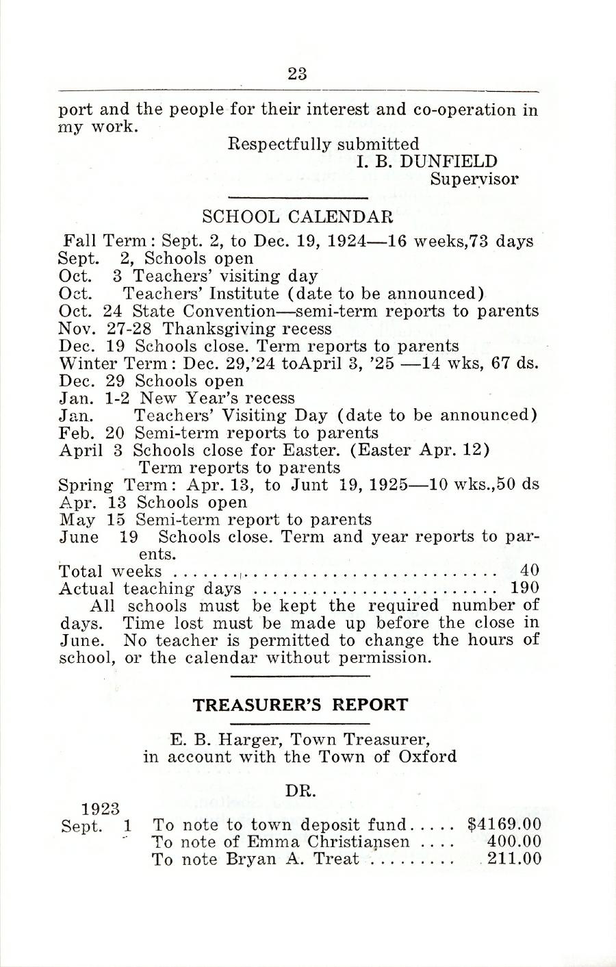 Oxford Town Report for year ending August 31, 1924 - Page 23