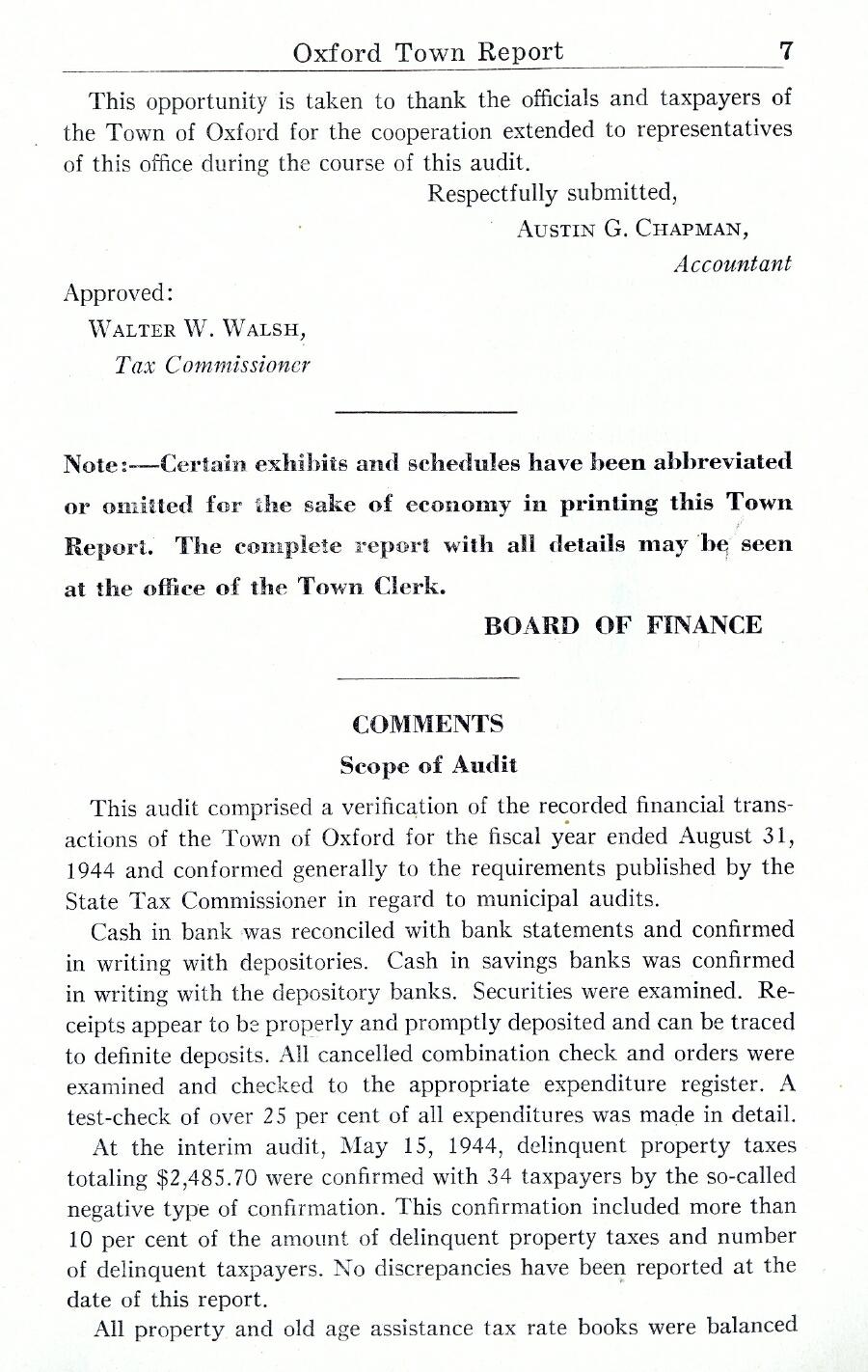 Oxford Town Report for year ending August 31, 1944 - Page 7