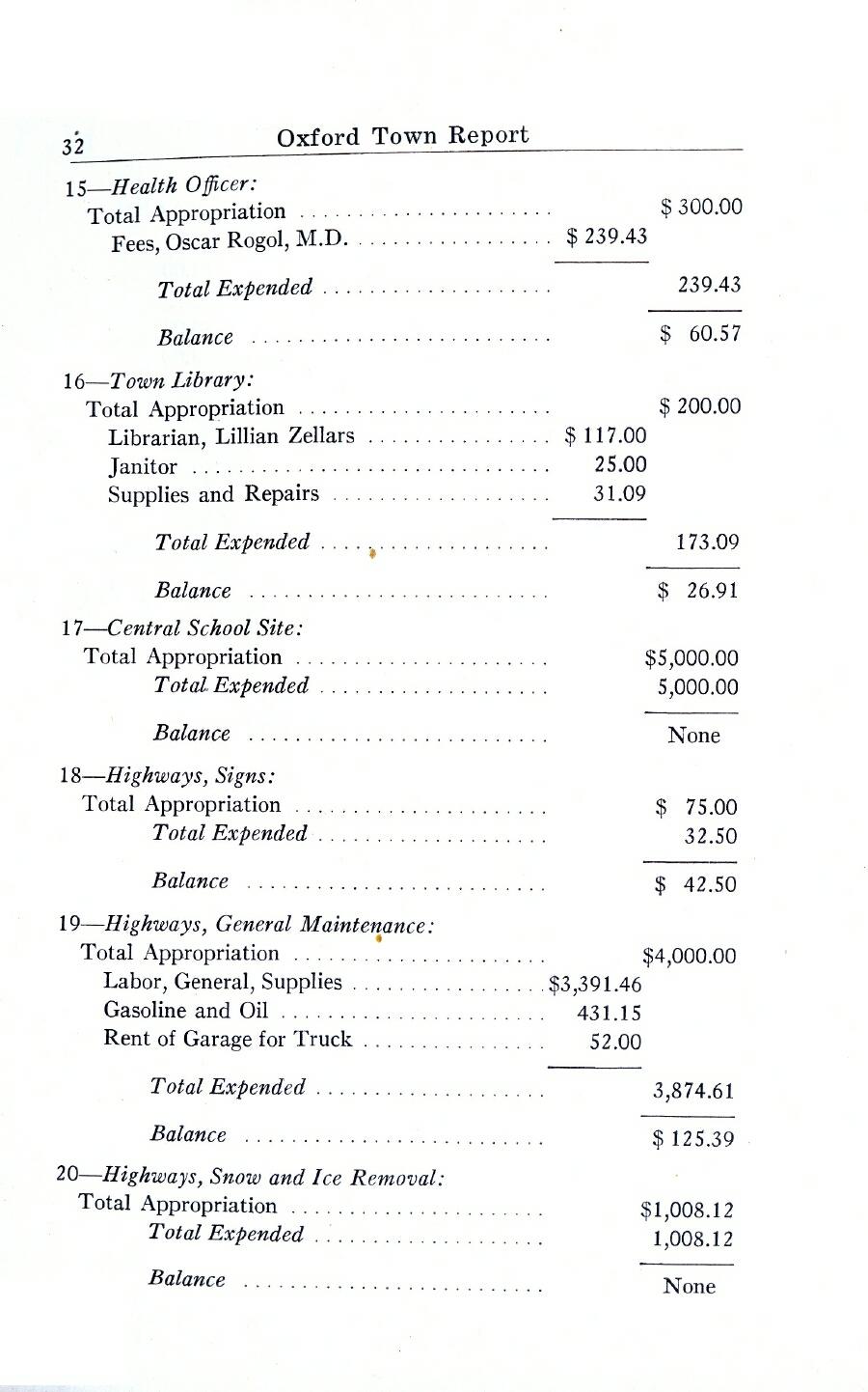 Oxford Town Report for year ending August 31, 1944 - Page 32
