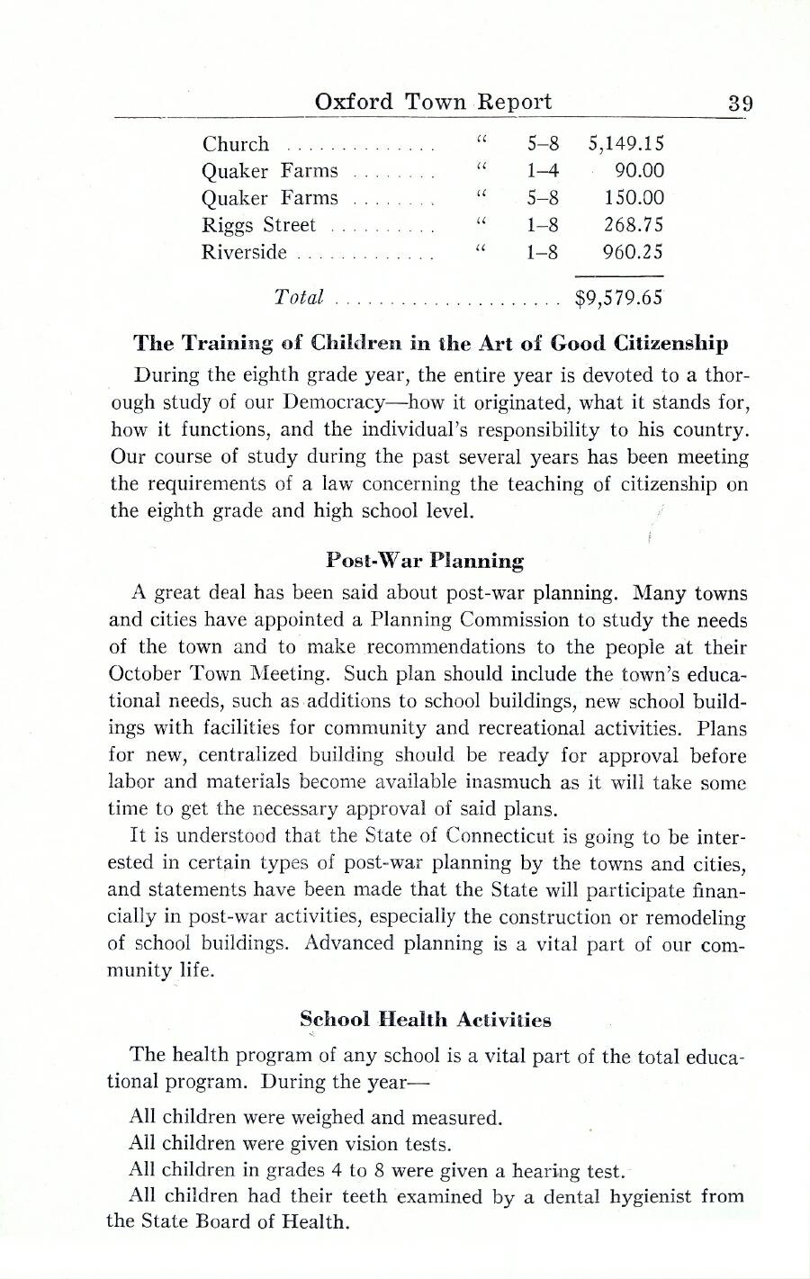 Oxford Town Report for year ending August 31, 1944 - Page 39