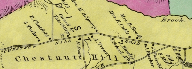 1850 Beers Map of Chestnut Tree Hill Road, Oxford, Area